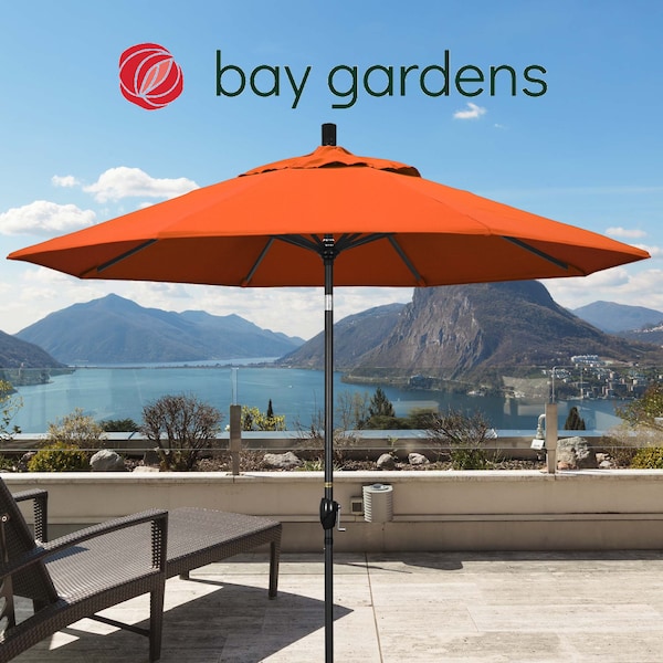 California Umbrella Patio Umbrella, Octagon, 101" H, Sunbrella Fabric, Tangerine - 194061034743