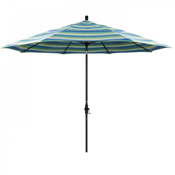California Umbrella Patio Umbrella, Octagon, 109.5" H, Sunbrella Fabric, Seville Seaside - 194061022566
