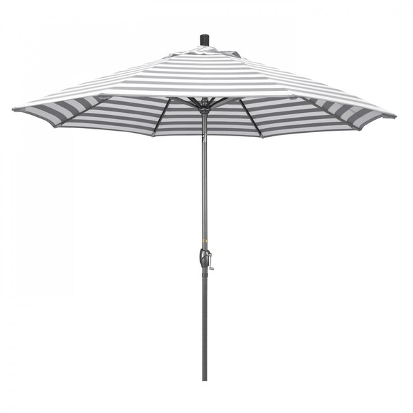 California Umbrella Patio Umbrella, Octagon, 101" H, Olefin Fabric, Gray White Cabana Stripe - 194061032572