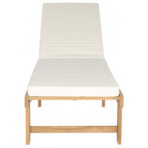 Safavieh 15.35 x 23.62 x 75.2 in. Inglewood Chaise Lounge Chair, Teak Brown and Beige - PAT6723A