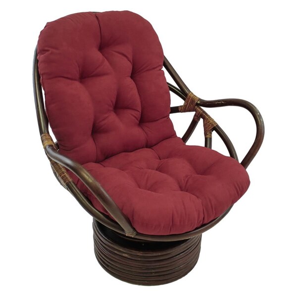 International Caravan Rattan Swivel Rocker with Micro Suede Cushion, Red Wine - 3310-MS-RW
