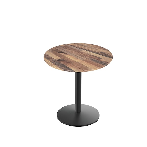 Holland Bar Stool Co 30 Tall OD214 Black Table Base w22 Diameter Foot and 36 Diameter Rustic Top, IndoorOutdoor - OD214-2230BWODS36RRUSTIC