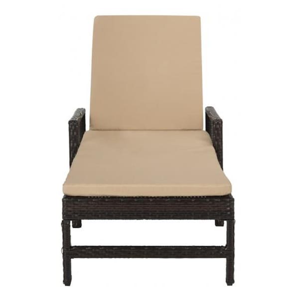 Safavieh 39 x 80 x 28 in. Alma Rattan Sun Lounger, Brown and Beige - PAT9000A