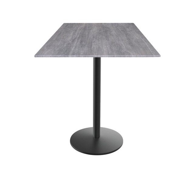 Holland Bar Stool Co 36 Tall OD214 Black Table Base w22 Dia Foot and 36x36 Square Greystone Top, IndoorOutdoor - OD214-2236BWODS36SQGRYSTN