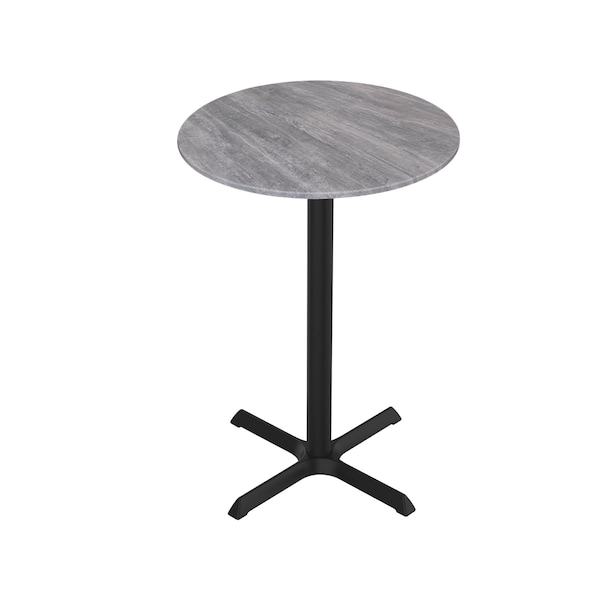Holland Bar Stool Co 36 Tall OD211 Black Table Base w30x30 Foot and 36 Diameter Greystone Top, IndoorOutdoor - OD211-3036BWODS36RGRYSTN