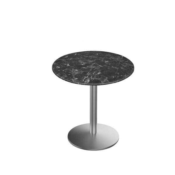 Holland Bar Stool Co 30 Tall OD214 St Steel Table Base w22 Dia foot and 32 Dia Black Marble Top, IndoorOutdoor - OD214-2230SSODS32RBM