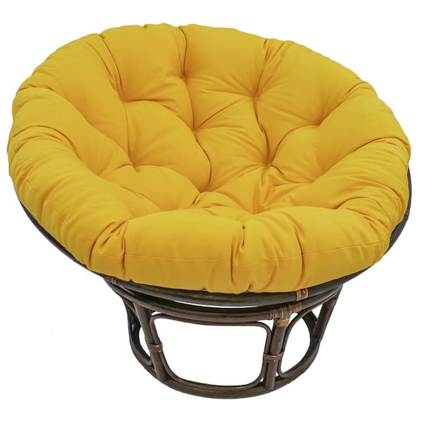 International Caravan 42 in. Rattan Papasan Chair with Solid Twill Cushion, Sun Set - 3312-TW-SS