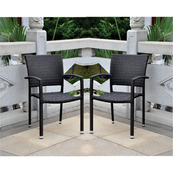 International Caravan 4210-SQ-CH-S-2 Bardelona Resin Wicker Square Back Dining Chair - Chocolate, 2PK - 4210-SQ-2CH-CH