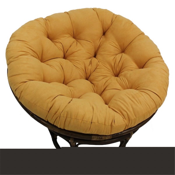 International Caravan 42 in. Rattan Papasan Chair with Micro Suede Cushion, Lemon - 3312-MS-LM