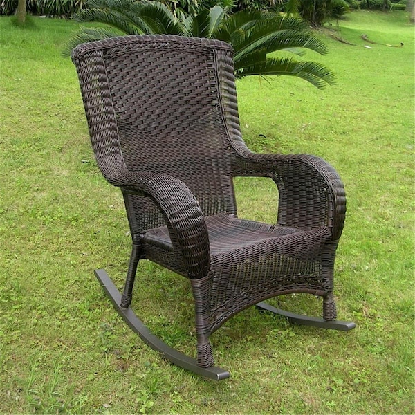 International Caravan San Tropez Resin Wicker Aluminum Rocker, Antique Pecan - 4007-1CH-AP