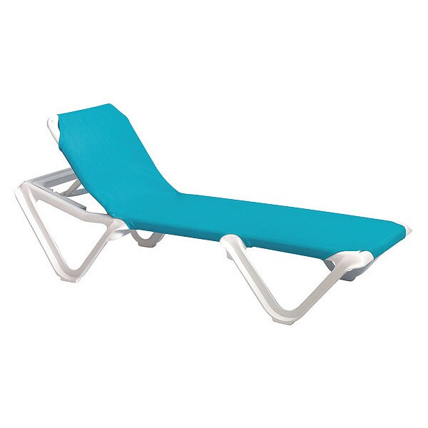 Grosfillex Nautical Sling Chaise, Turquoise/Wht, PK2 - US101241