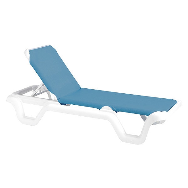 Grosfillex Marina Sling Chaise, Sky Blue/White, PK2 - US404194