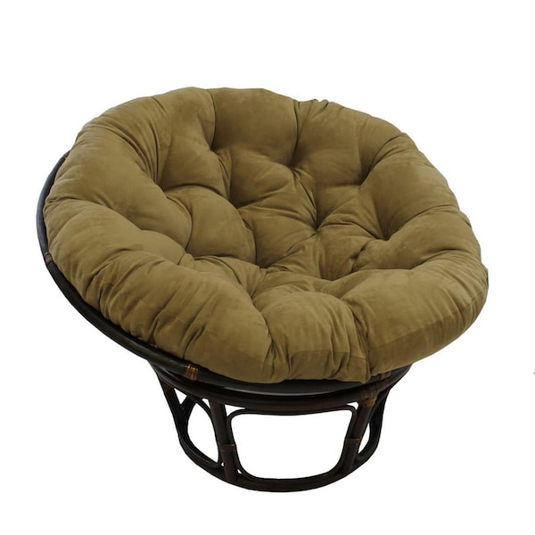 International Caravan 42 in. Rattan Papasan Chair with Micro Suede Cushion, Java - 3312-MS-JV
