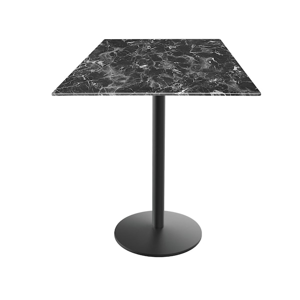 Holland Bar Stool Co 42 Tall OD214 Black Table Base w22 Dia Foot and 36x36 Square Black Marble Top, IndoorOutdoor - OD214-2242BWODS36SQBM