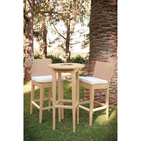 Panama Jack Outdoor Panama Jack Austin 3-Piece Round Pub Table Set with Cushions - PJO-3801-NAT-3PP-CUSH