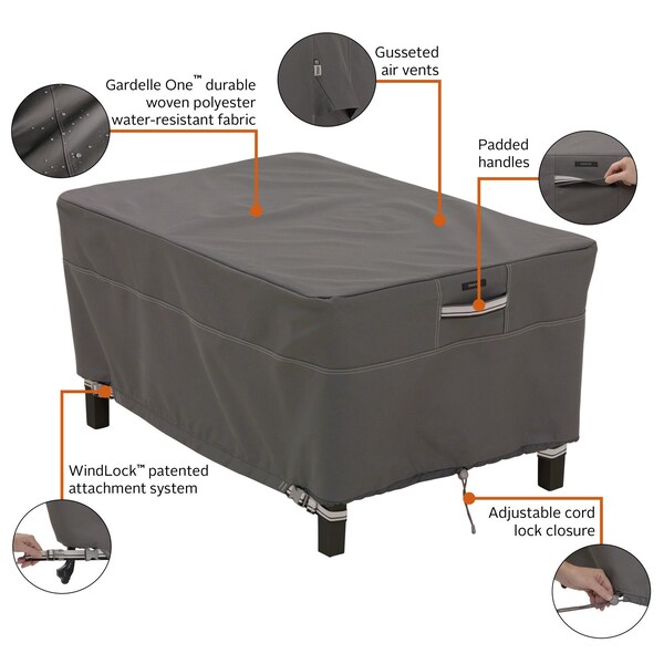 Classic Accessories Ravenna Small Rectangle Ottoman/Table Cover, 32"x22" - 55-166-025101-EC