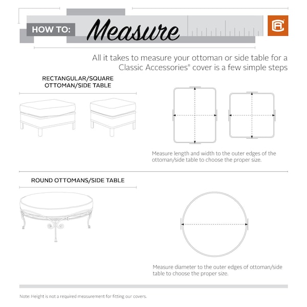 Classic Accessories Ravenna Small Rectangle Ottoman/Table Cover, 32"x22" - 55-166-025101-EC