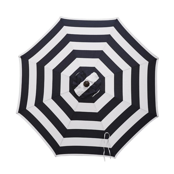 Living Accents 9 ft. Tiltable Navy White Stripe Market Umbrella - 8014987