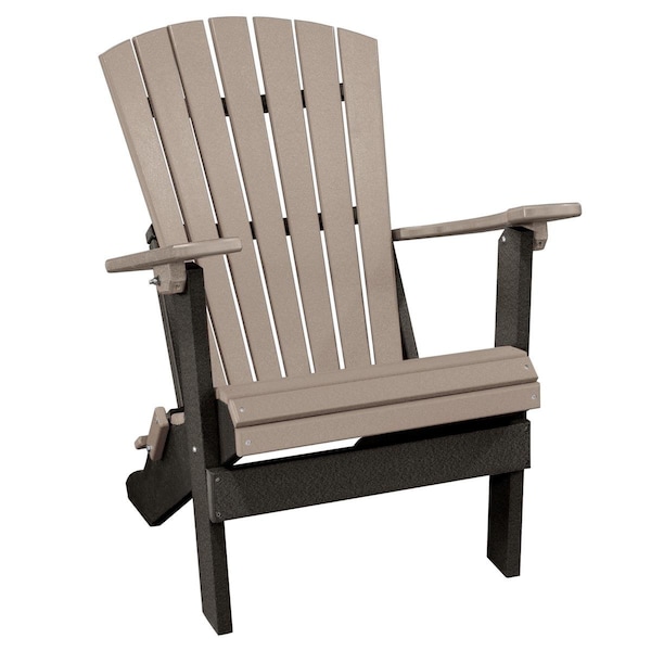 Invernaculo Folding Adirondack Weatherwood Chair with Black Base - IN2752118