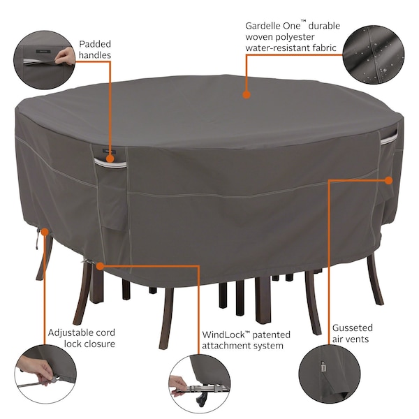 Classic Accessories Ravenna Medium Round Table/Chair Cover, 72"x72" - 55-157-035101-EC