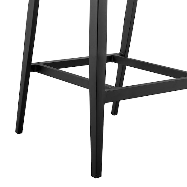 Armen Living Aileen Outdoor Patio Counter Height Bar Stool in Aluminum and Wicker with Gray Cushions - 840254333185