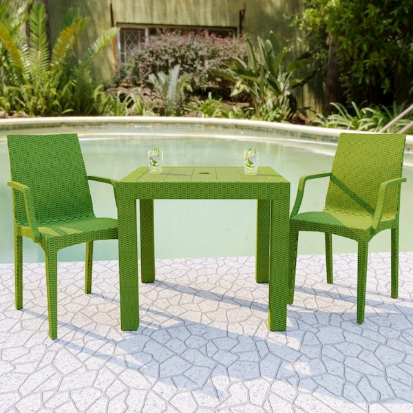 Leisuremod Weave Mace Indoor/Outdoor Arm Chair, Green - MCA19G