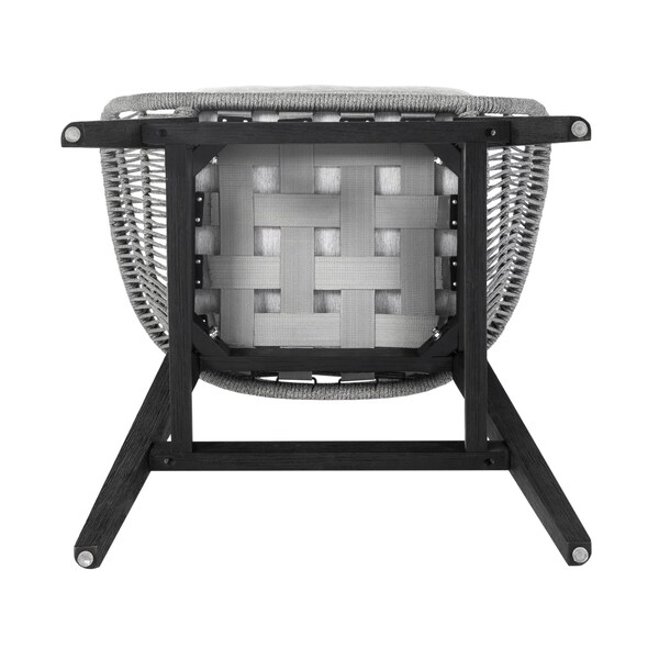 Armen Living Tutti Frutti Indoor Outdoor Bar Height Bar Stool in Black Brushed Eucalyptus Wood with Gray Rope - LCTFBAGRBL30