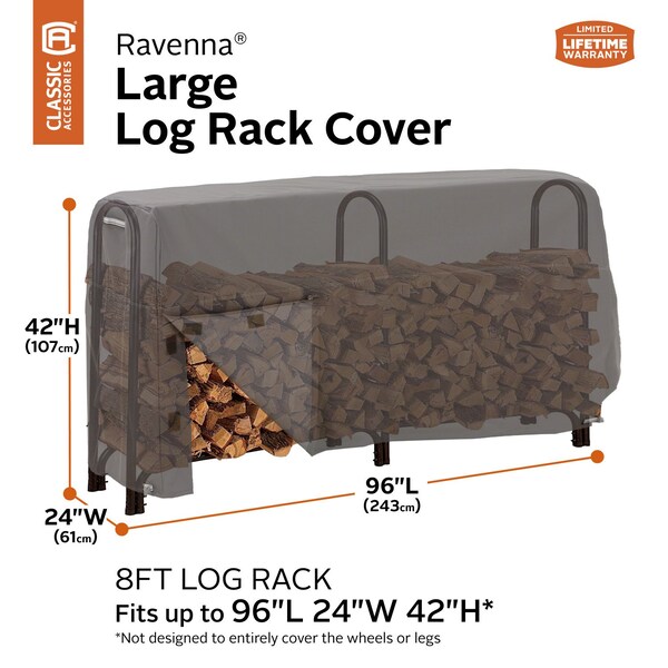 Classic Accessories Ravenna Rack Log Cover, 8 ft, 98"x26" - 55-172-045101-EC