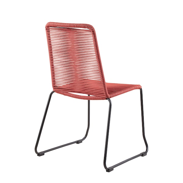 Armen Living Koala and Shasta 5 Piece Outdoor Patio Dining Set in Light Eucalyptus Wood and Brick Red Rope - 840254336391