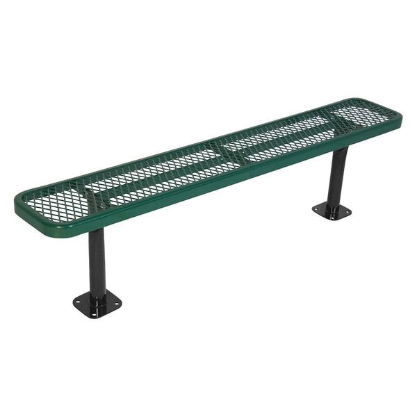 Ultrasite Surface Mount Park Bench, No Back, Green - 942SM-V6-GREEN