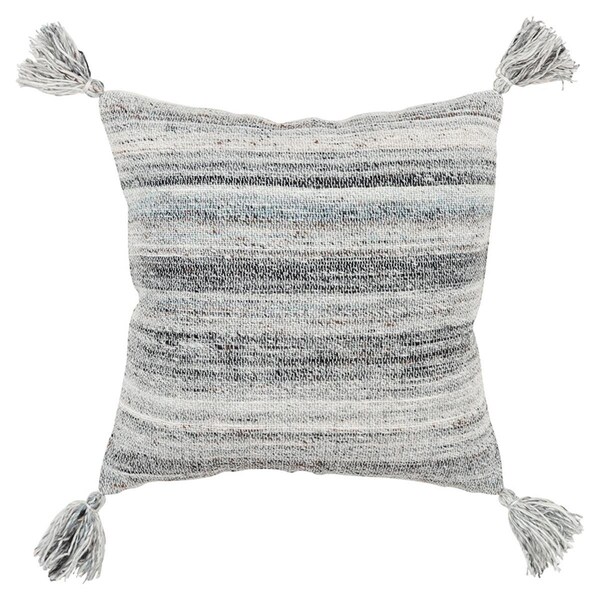 Homeroots Boho Weave Indoor & Outdoor Throw Pillow Charcoal & Gray - 403422