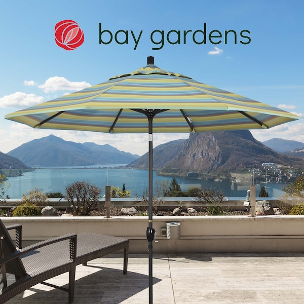 California Umbrella Patio Umbrella, Octagon, 101" H, Sunbrella Fabric, Astoria Lagoon - 194061035023