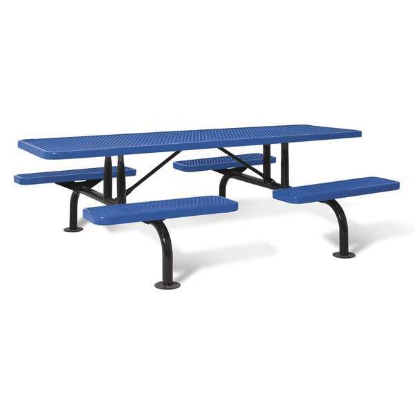 Ultrasite Rectangle Picnic Table, Blue, Expanded Metal, 96 in L, 30-1/4 in H Overall Diamond Mesh - 239SM-V-BLUE