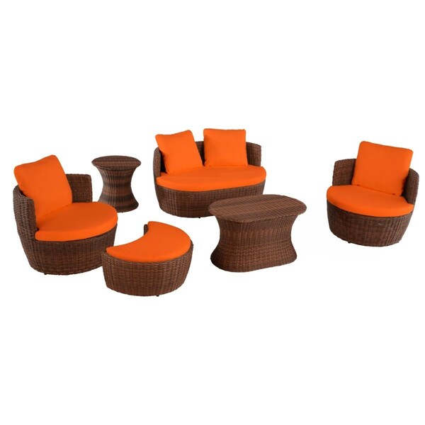 W Unlimited Romantic Collection outdoor 6-piece Ottoman set - 2115SET6-DB-OR