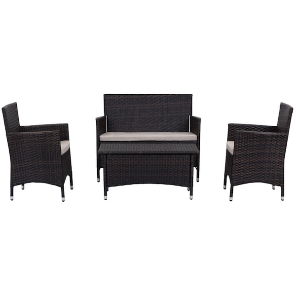 Safavieh Figueroa 4 Piece Outdoor Chair Set - Brown and Sand - PAT2508B