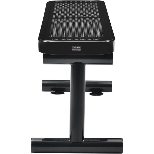 Global Industrial 48L Outdoor Steel Flat Bench, Perforated Metal, Black - 695742BK
