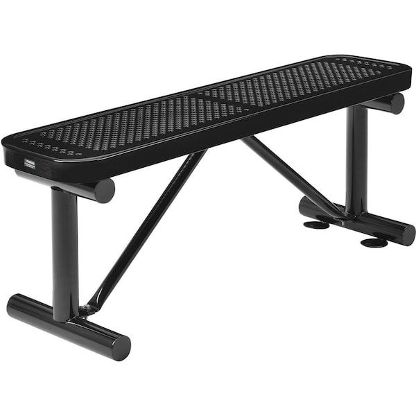 Global Industrial 48L Outdoor Steel Flat Bench, Perforated Metal, Black - 695742BK