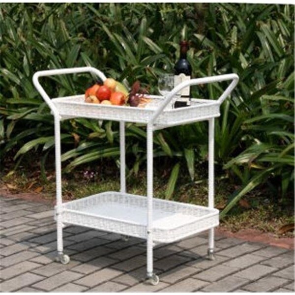 Wicker Lane Wicker Lane ORI002-B Outdoor White Wicker Patio Furniture Serving Cart - ORI002-B