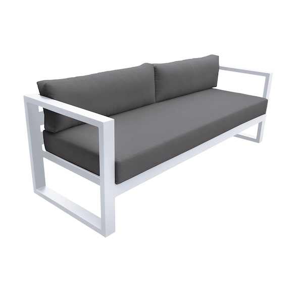 Armen Living Aelani Outdoor 4 piece Set in White Finish and Charcoal Cushions - SETODAEWH