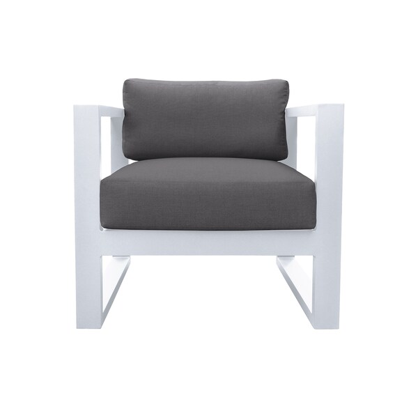 Armen Living Aelani Outdoor 4 piece Set in White Finish and Charcoal Cushions - SETODAEWH