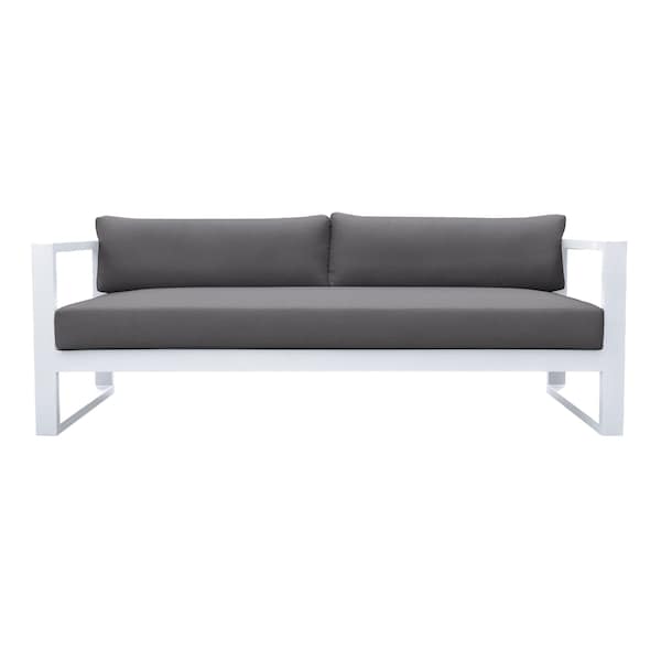 Armen Living Aelani Outdoor 4 piece Set in White Finish and Charcoal Cushions - SETODAEWH