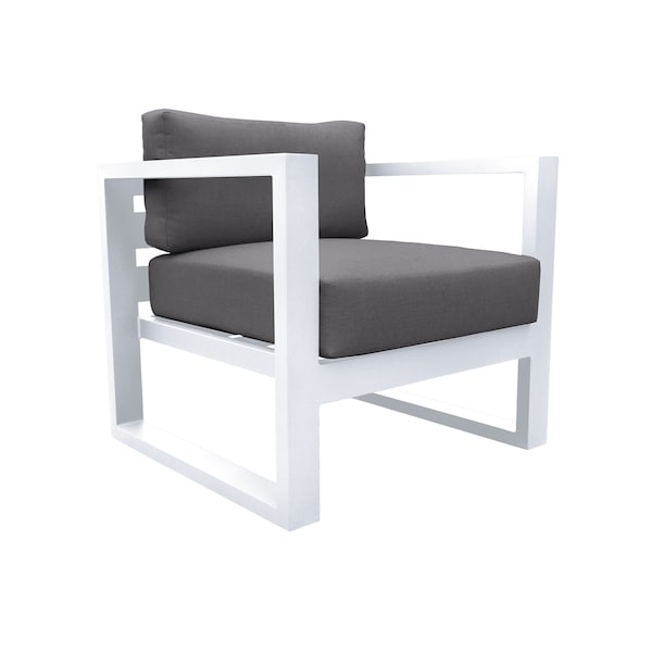 Armen Living Aelani Outdoor 4 piece Set in White Finish and Charcoal Cushions - SETODAEWH