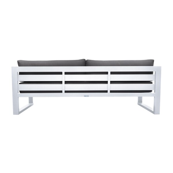 Armen Living Aelani Outdoor 4 piece Set in White Finish and Charcoal Cushions - SETODAEWH