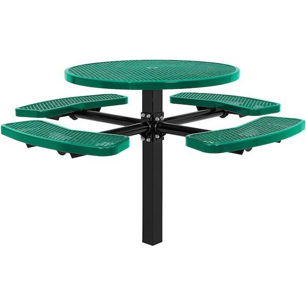 Global Industrial Round Picnic Table, Green, Expanded Metal, In Ground Mount, 46 in - 695292GN