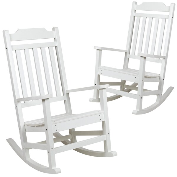 Flash Furniture Winston All-Weather Rocking Chair in White Faux Wood, PK2 - 2-JJ-C14703-WH-GG