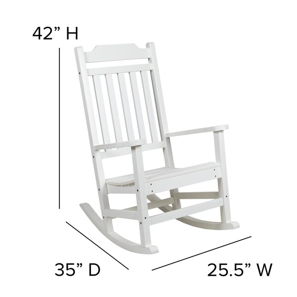 Flash Furniture Winston All-Weather Rocking Chair in White Faux Wood, PK2 - 2-JJ-C14703-WH-GG