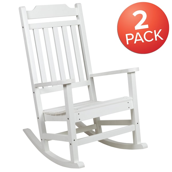 Flash Furniture Winston All-Weather Rocking Chair in White Faux Wood, PK2 - 2-JJ-C14703-WH-GG