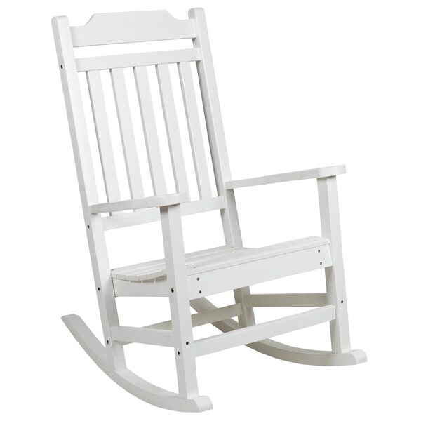 Flash Furniture Winston All-Weather Rocking Chair in White Faux Wood, PK2 - 2-JJ-C14703-WH-GG