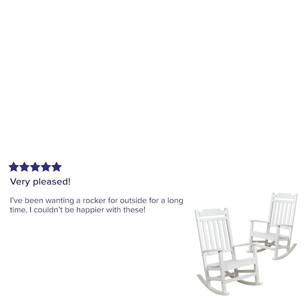 Flash Furniture Winston All-Weather Rocking Chair in White Faux Wood, PK2 - 2-JJ-C14703-WH-GG