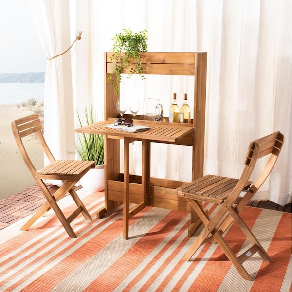 Safavieh Barley Flower Shelf Bistro Set; Natural - 3 Piece - PAT7047A